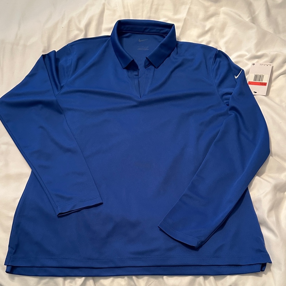Nike Women’s L Long-Sleeve Golf Polo - Royal Blue